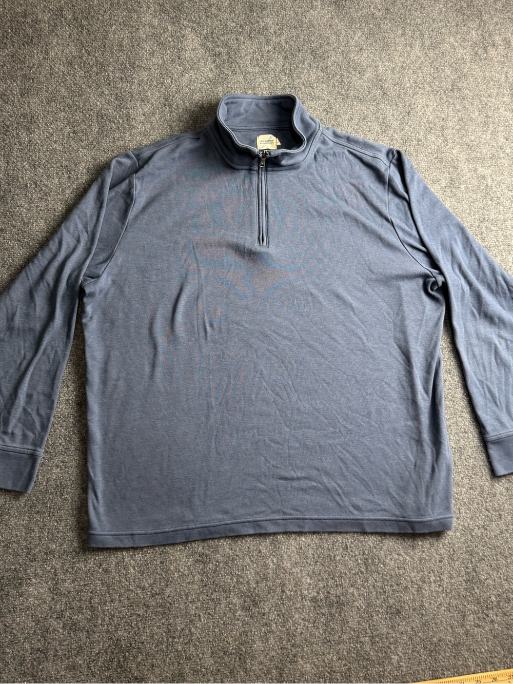 Fair Harbor Men's XL Quarter-Zip Long Sleeve Pullover - Blue